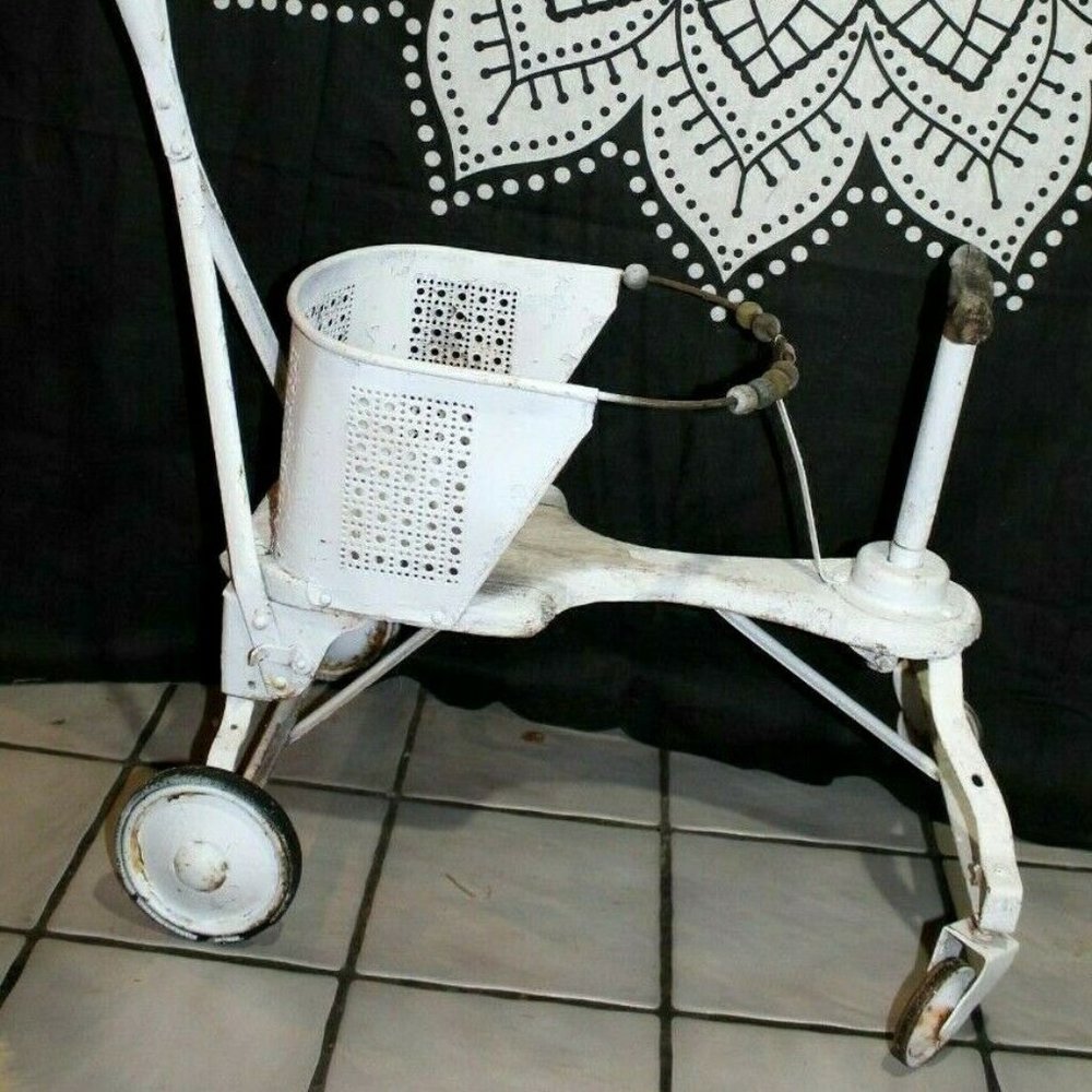 Vintage Child Walker Buggy Metal & Wood Primitive